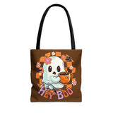 Hey Boo Happy Little Ghost Halloween Fall Vibes Tote Bag!