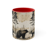 Black Bear Acid Wash Greyscale Accent Coffee Mug, 11oz! Multiple Colors Available! Fall Vibes!