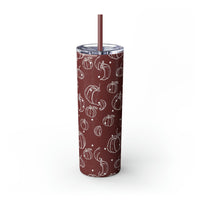 Polka Dot Pumpkin Thanksgiving Fall Vibes Skinny Tumbler with Straw, 20oz! Multiple Colors Available!