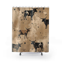 Speckled Brown Western Cow Print Farmhouse Shower Curtains!