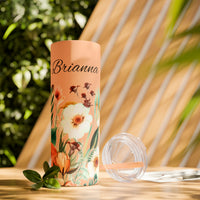 Custom Name Personalized Botanical Garden Tumblers Skinny Tumbler with Straw, 20oz! Multiple Colors Available!