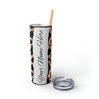 Custom Personalized Cow Printed Skinny Tumbler with Straw, 20oz! Multiple Colors!