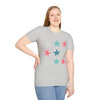 Pink and Blue Star Fish Medley Unisex Graphic Tees! Summer Vibes! All New Heather Colors!!! Free Shipping!!!