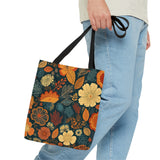 Golden Navy Denim Florals Fall Vibes Tote Bag!