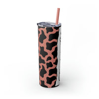 Teacher Life Cow Printed Skinny Tumbler with Straw, 20oz! Multiple Colors!