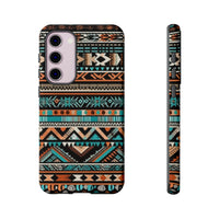 Teal and Orange Aztec Tough Cases! Cellphone Cases! Multiple Sizes Available! Apple iPhone, Samsung Galaxy, and Google Pixel devices!