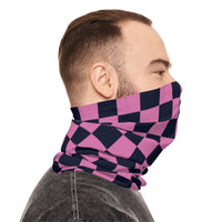 Black and Light Pink Plaid Lightweight Neck Gaiter! 4 Sizes Available! Free Shipping! UPF +50! Great For All Outdoor Sports!