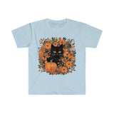 Autumn Cat with a Pumpkin Halloween Fall Vibes Unisex Graphic Tees!