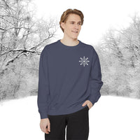 Snowflake Pocket Embroidered Comfort Colors Unisex Garment-Dyed Sweatshirt! All New Colors! Free Shipping!