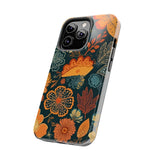 Fall Florals Navy Blue and Orange Tough Phone Cases! Fall Vibes!