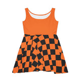 Light Orange Plaid and Black Print Women's Fit n Flare Dress! Free Shipping!!! New!!! Sun Dress! Beach Cover Up! Night Gown! So Versatile!