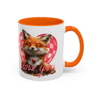 Disco Fox I Love You Valentines Day Accent Coffee Mug (11, 15oz)! Free Shipping! Microwave and Dishwasher Safe! BPA Free