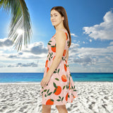Pink Oranges Print Women's Fit n Flare Dress! Free Shipping!!! New!!! Sun Dress! Beach Cover Up! Night Gown! So Versatile!