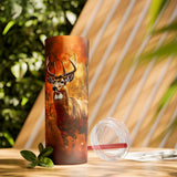 Western Acid Wash Deer Autumn Fall Vibes Skinny Tumbler with Straw, 20oz!