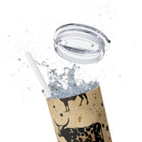 Western/Boho Bull Smoke Neutrals Skinny Tumbler with Straw, 20oz!