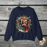 1 Highlander Cow Christmas Edition Unisex Heavy Blend Crewneck Sweatshirt!