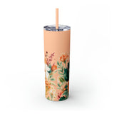 Custom Name Personalized Botanical Garden Tumblers Skinny Tumbler with Straw, 20oz! Multiple Colors Available!