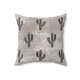 Western/Boho Acid Wash Grey Cactus Square Pillow!