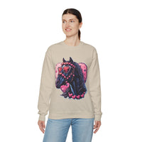 Valentines Day Black Horse Pink Hearts Unisex Sweatshirt! Retro! Free Shipping!!!