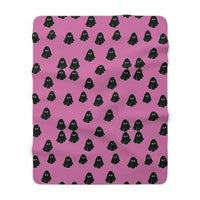 Pink and Black Happy Little Retro Ghost Sherpa Fleece Blanket! Halloween!