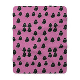 Pink and Black Happy Little Retro Ghost Sherpa Fleece Blanket! Halloween!