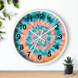 Boho Teal Tie Dye Print Wall Clock! Perfect For Gifting! Free Shipping!!! 3 Colors Available!