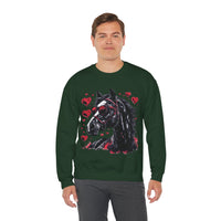 Valentines Day Black Horse Red Hearts Edition Unisex Sweatshirt! Retro! Free Shipping!!!