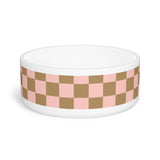 Pink and Cream Plaid Pet Bowl! Foxy Pets! Free Shipping!!!