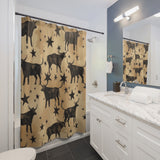 Brown and Black Tin Star Bull Western Cow Print Farmhouse Shower Curtains!