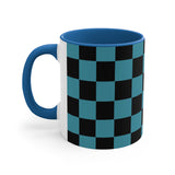 Retro Teal Plaid Accent Coffee Mug, 11oz! Free Shipping! Great For Gifting! Lead and BPA Free!