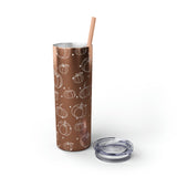 Polka Dot Pumpkin Thanksgiving Fall Vibes Skinny Tumbler with Straw, 20oz! Multiple Colors Available!