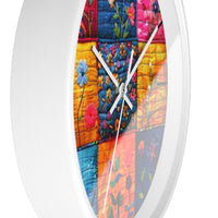 Boho Floral Quilt in Navy and Pink Print Wall Clock! Perfect For Gifting! Free Shipping!!! 3 Colors Available!