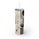 Western Lady Cream Skinny Tumbler with Straw, 20oz!