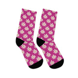 Dark Pink Daisy Unisex Eco Friendly Recycled Poly Socks!!! Free Shipping!!! 58% Recycled Materials!