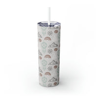 Western/Boho Teepee and Dreamcatcher Grey Neutrals Skinny Tumbler with Straw, 20oz!