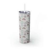 Western/Boho Teepee and Dreamcatcher Grey Neutrals Skinny Tumbler with Straw, 20oz!