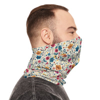 Floral Blue Vines Print Lightweight Neck Gaiter! 4 Sizes Available! Free Shipping! UPF +50! Great For All Outdoor Sports!