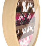 Western Pink Cow Print Wall Clock! Perfect For Gifting! Free Shipping!!! 3 Colors Available!