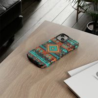 Turquoise Aztec Tough Cases! Cellphone Cases! Multiple Sizes Available! Apple iPhone, Samsung Galaxy, and Google Pixel devices!