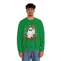 Boo Haw Retro Ghost Unisex Heavy Blend Crewneck Sweatshirt! Halloween! Fall Vibes!