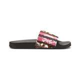 Western Stripes Cow Print Pink Summer Beach Slides, Women's PU Slide Sandals! Free Shipping!!!