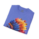 Indian Head Dress Colorful Rainbow Unisex Graphic Tees! Summer Vibes! All New Heather Colors!!! Free Shipping!!!