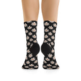 Classic Black Daisy Unisex Eco Friendly Recycled Poly Socks!!! Free Shipping!!! 58% Recycled Materials!