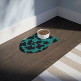 Black and Teal Blue Cow Print Pet Feeding Mats! Dog and Cat Shapes! Foxy Pets! Free Shipping!!!
