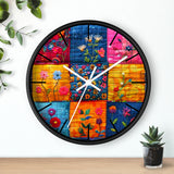 Boho Floral Quilt in Navy and Pink Print Wall Clock! Perfect For Gifting! Free Shipping!!! 3 Colors Available!