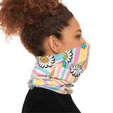 Rainbow Daisy Floral Lightweight Neck Gaiter! 4 Sizes Available! Free Shipping! UPF +50! Great For All Outdoor Sports!