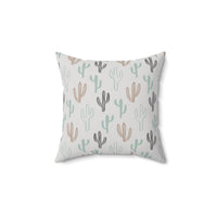 Western/Boho Grey Botanical Cactus Square Pillow!