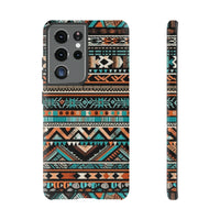 Teal and Orange Aztec Tough Cases! Cellphone Cases! Multiple Sizes Available! Apple iPhone, Samsung Galaxy, and Google Pixel devices!