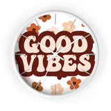 Good Vibes Retro Brown Print Wall Clock! Perfect For Gifting! Free Shipping!!! 3 Colors Available!