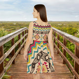 Brown Aztec Printed Women's Fit n Flare Dress! Free Shipping!!! New!!! Sun Dress! Beach Cover Up! Night Gown! So Versatile!